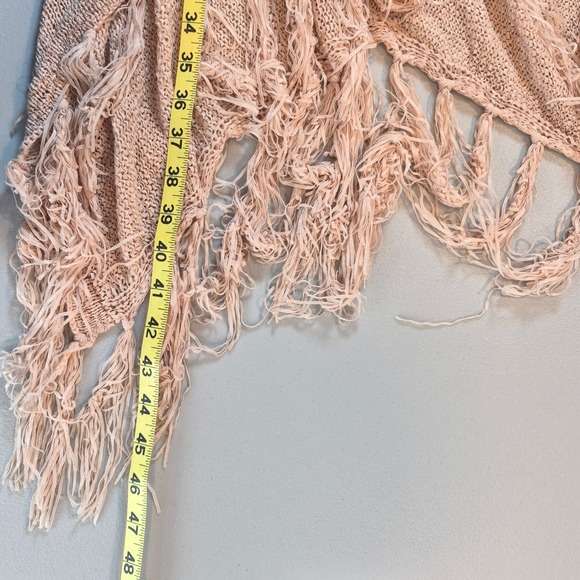 Do Everything In Love Beige Knit Fringe Vest One Size Duster Cardigan Boho Indie - Picture 10 of 10